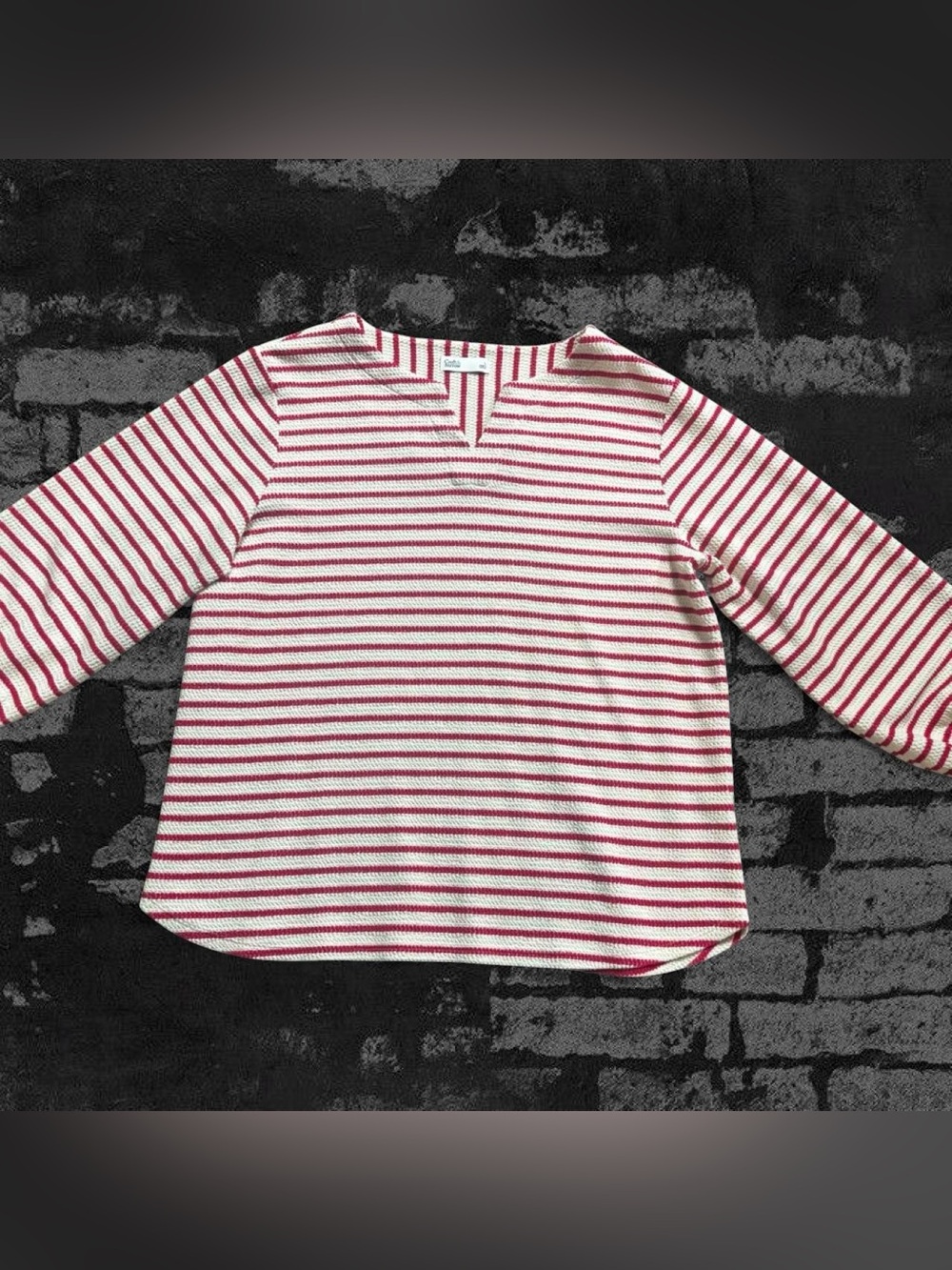 croft & barrow Red and White Striped Long Sleeve Top